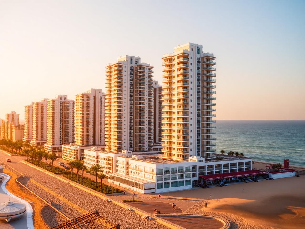 Tours de bord de mer de Bat Yam face à la plage méditerranéenne