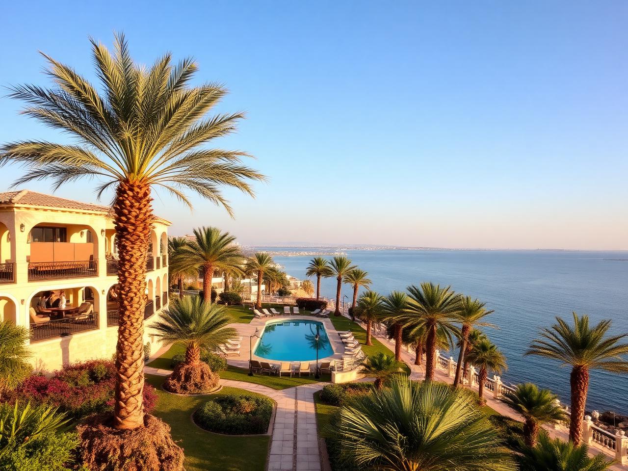Villas de luxe et jardins de Césarée près du littoral