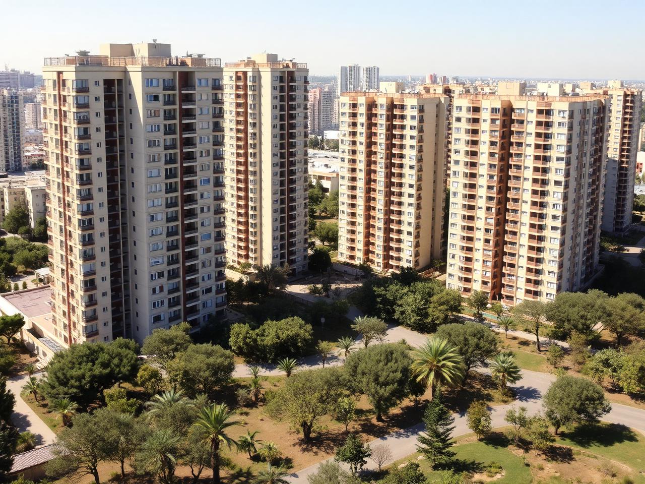 Quartier résidentiel rénové de Holon avec espaces verts partagés