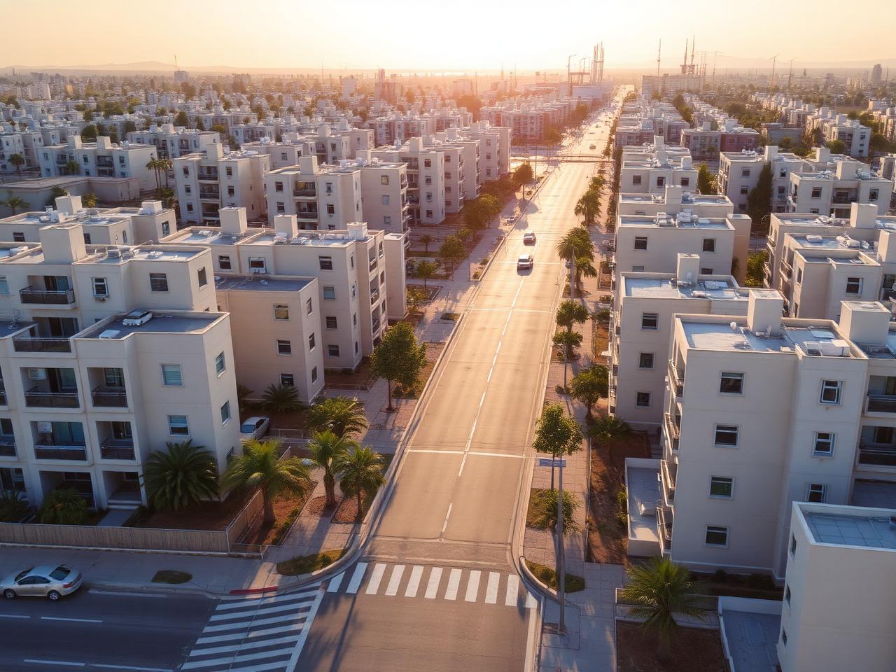 Nouveaux blocs résidentiels de Kiryat Gat avec cours ouvertes