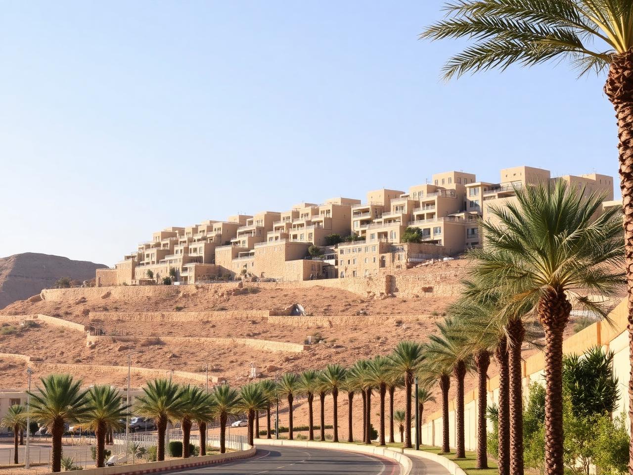 Terrasses résidentielles de Maale Adoumim dans le paysage désertique
