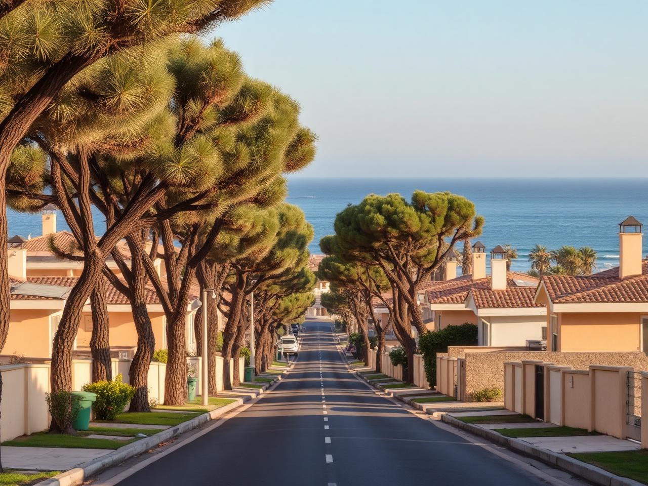 Avenue bordée d'arbres de Nahariya descendant vers la mer