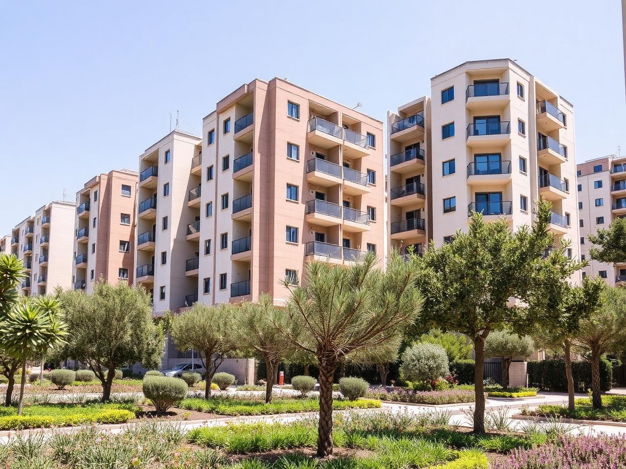 Quartier résidentiel de Nes Ziona entouré de jardins