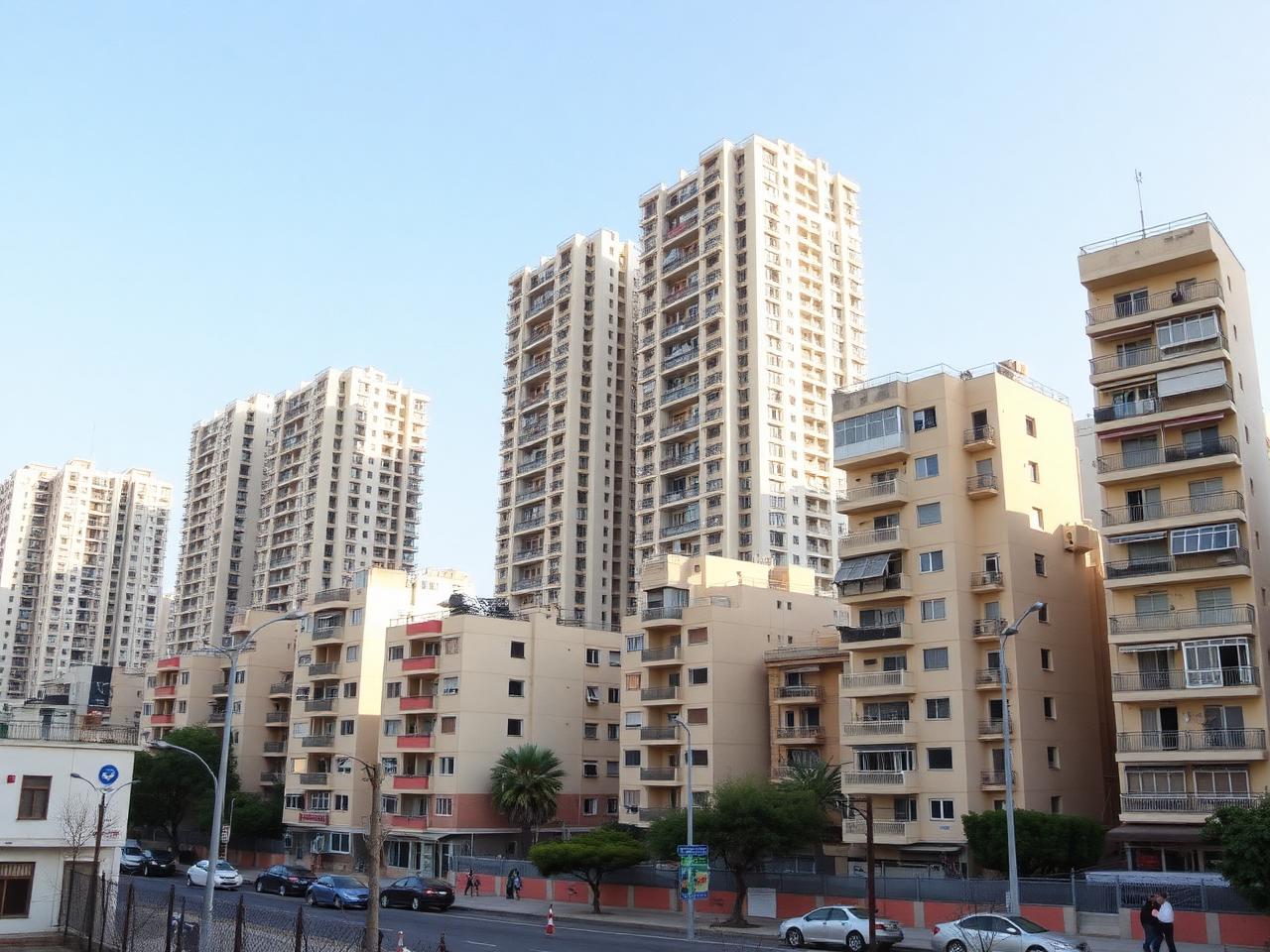 Tours résidentielles neuves d'Or Yehuda au-dessus du bâti ancien