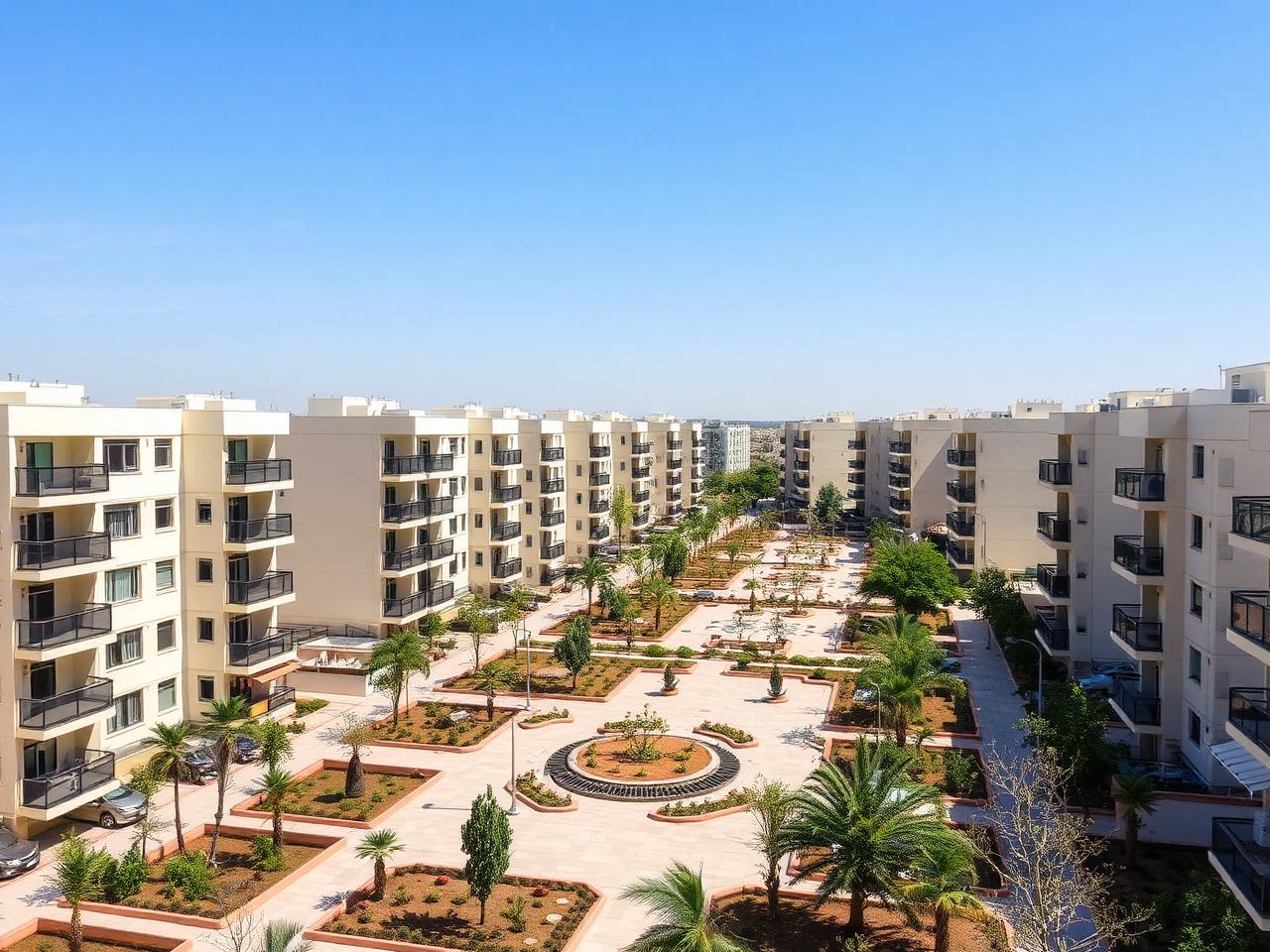 Nouveau quartier de Rosh HaAyin avec immeubles contemporains