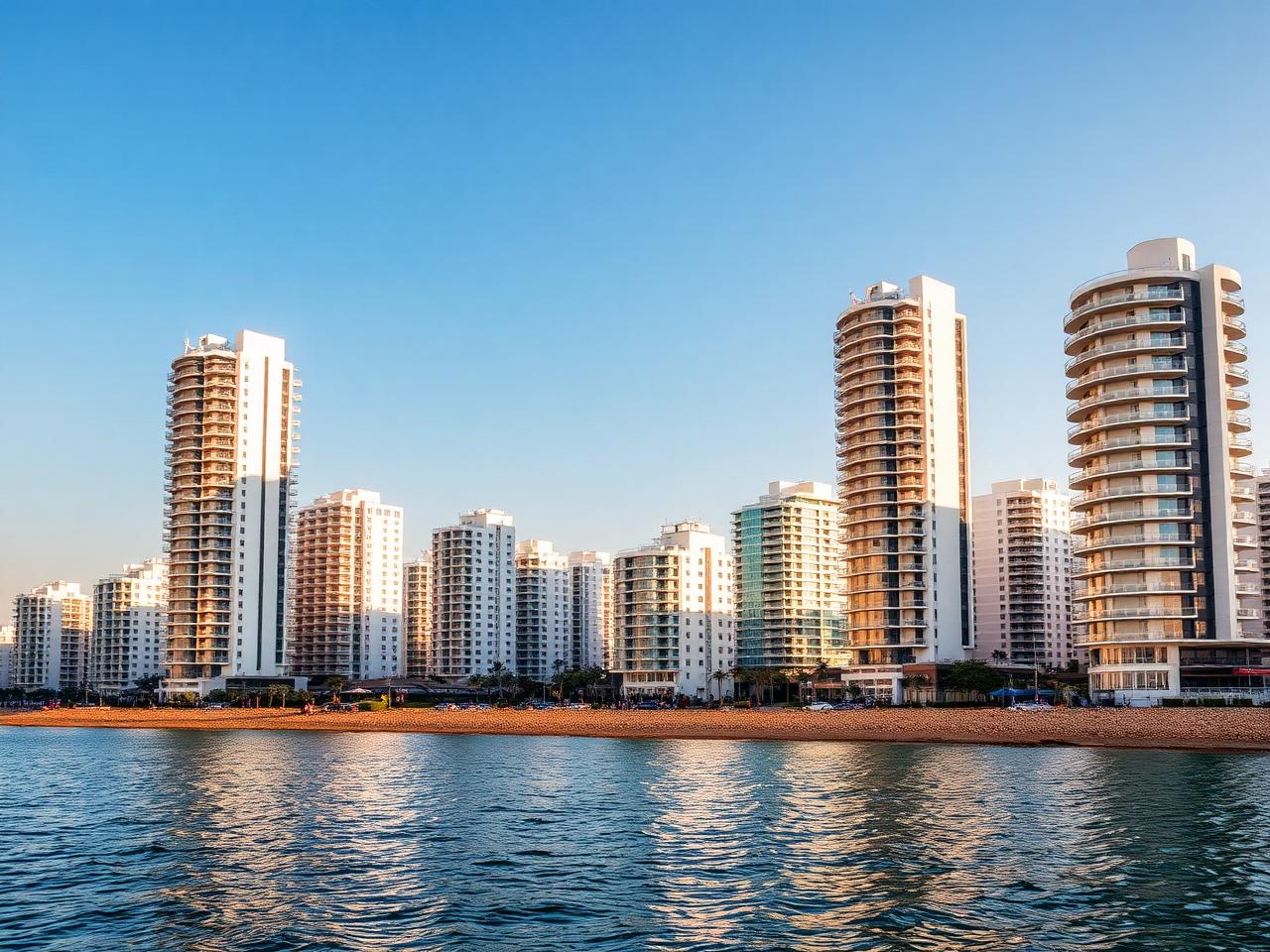 Tours résidentielles contemporaines de Tel-Aviv le long du front de mer méditerranéen